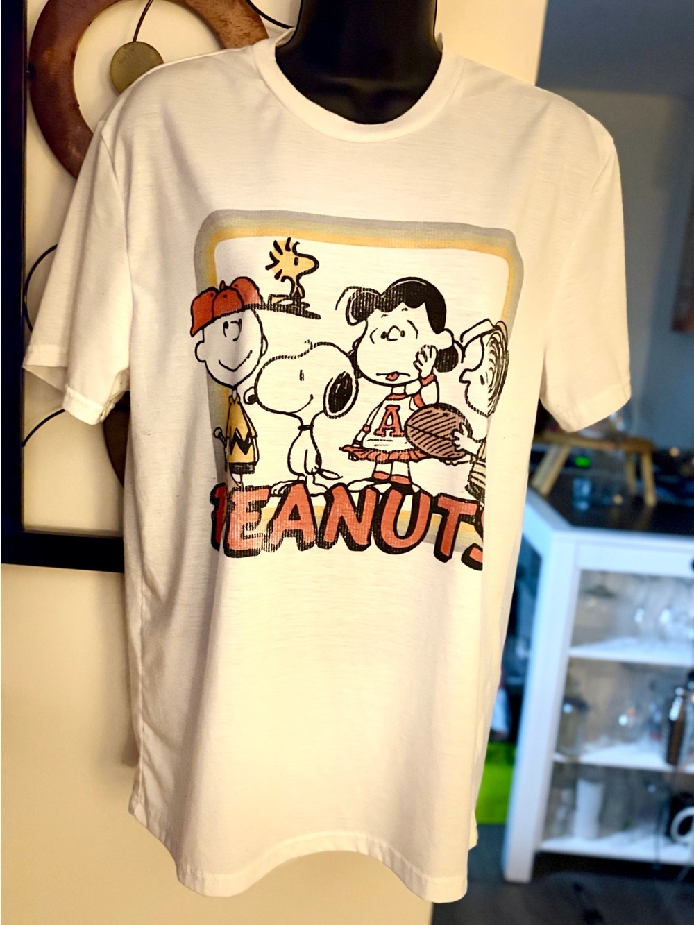 Peanuts White Kids Graphic Tee with Red and Yellow Accents